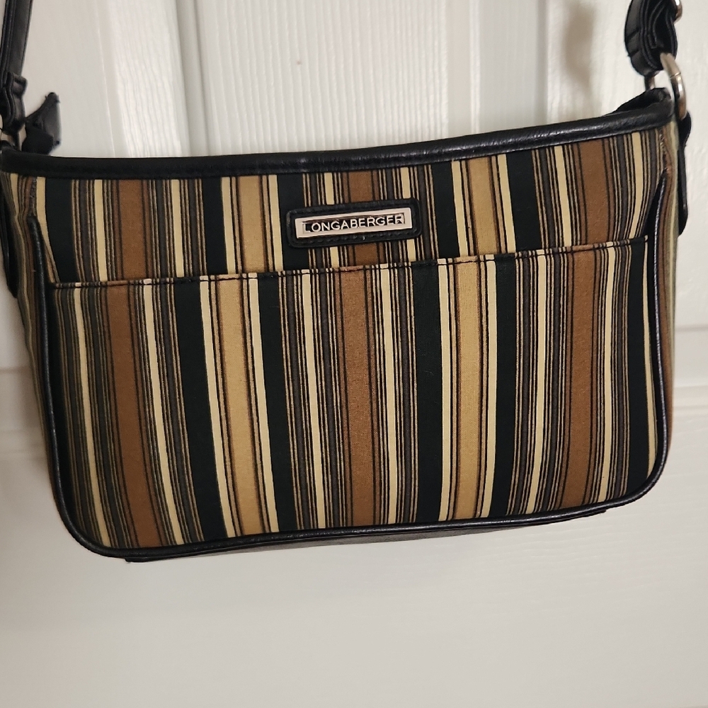 Longaberger Striped Brown and Black Women's Bag EUC